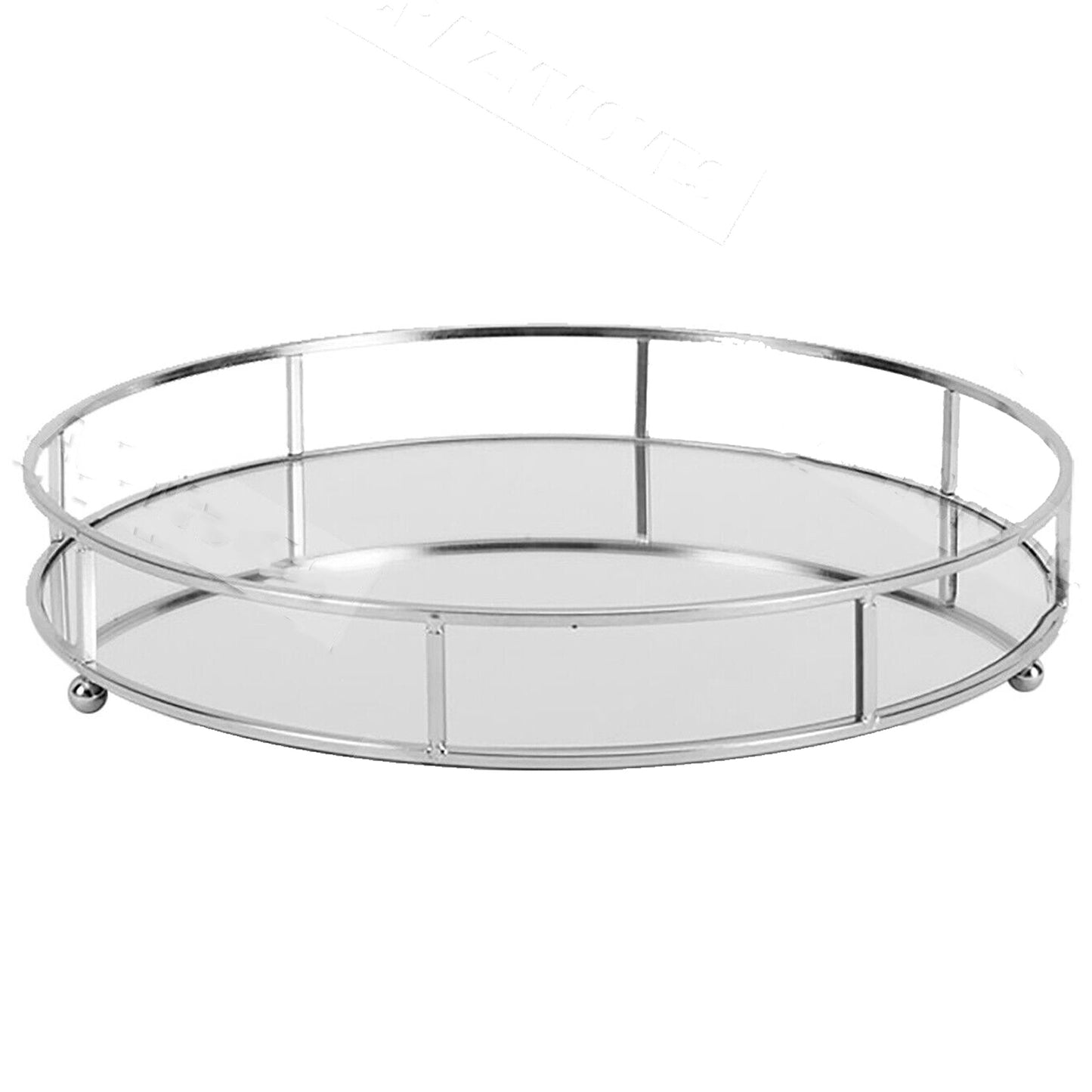 Round Mirror Serving Tray Table Home Chrome
