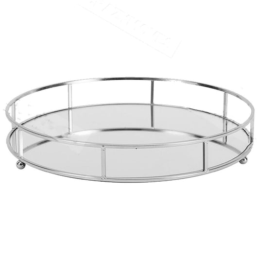 Round Mirror Serving Tray Table Home Chrome