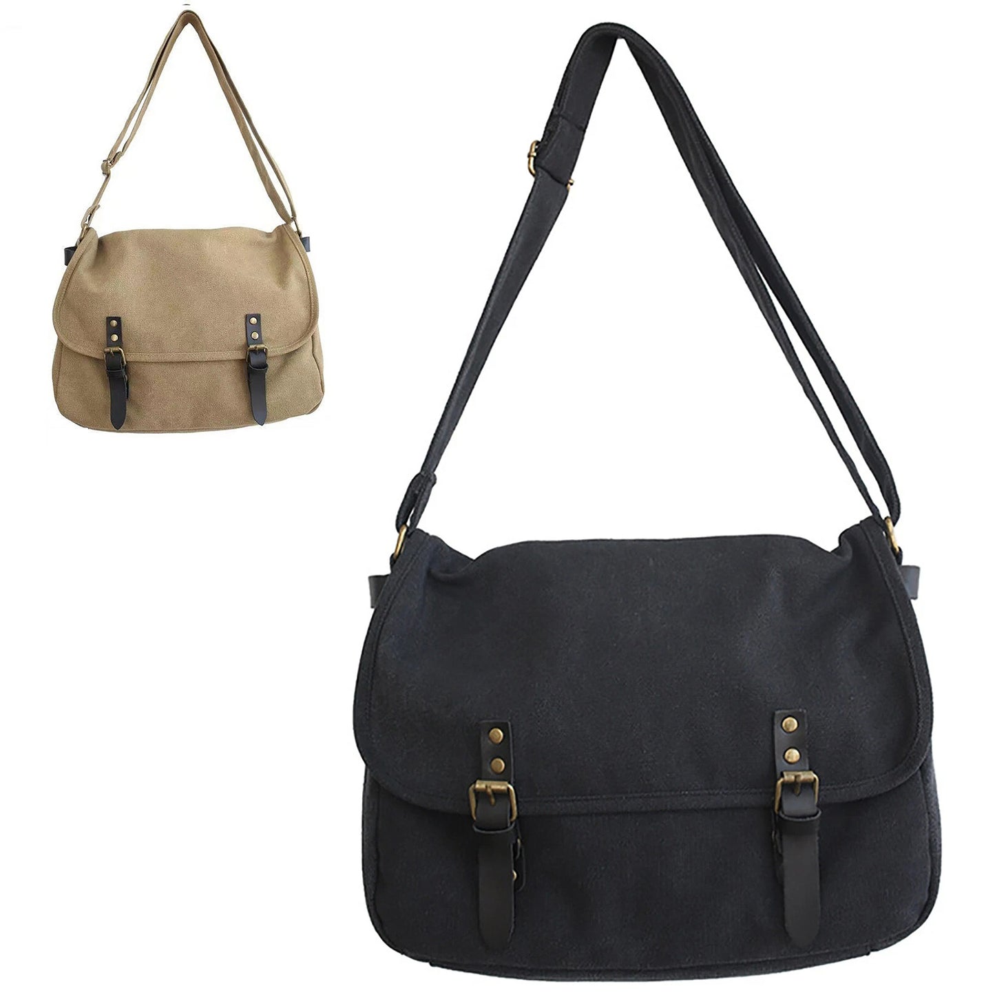 Canvas Shoulder Bag for Men Crossbody Messenger Travel Satchel Haversack
