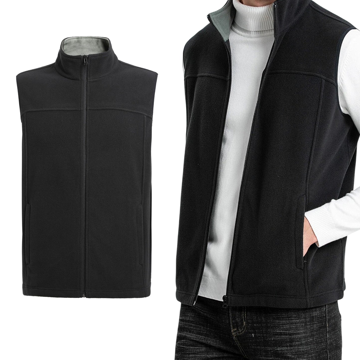 Unisex Soft Fleece Vest Medium Weight Sleeveless Outerwear