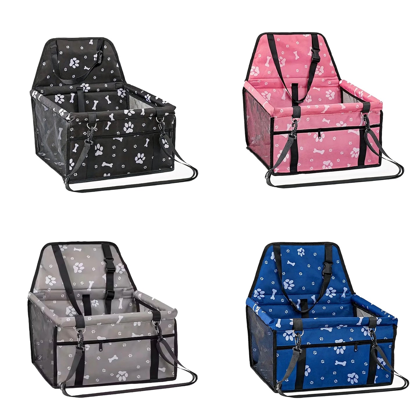 Pet Car Booster Seat Travel Carrier with Safety Strap and Oxford Fabric