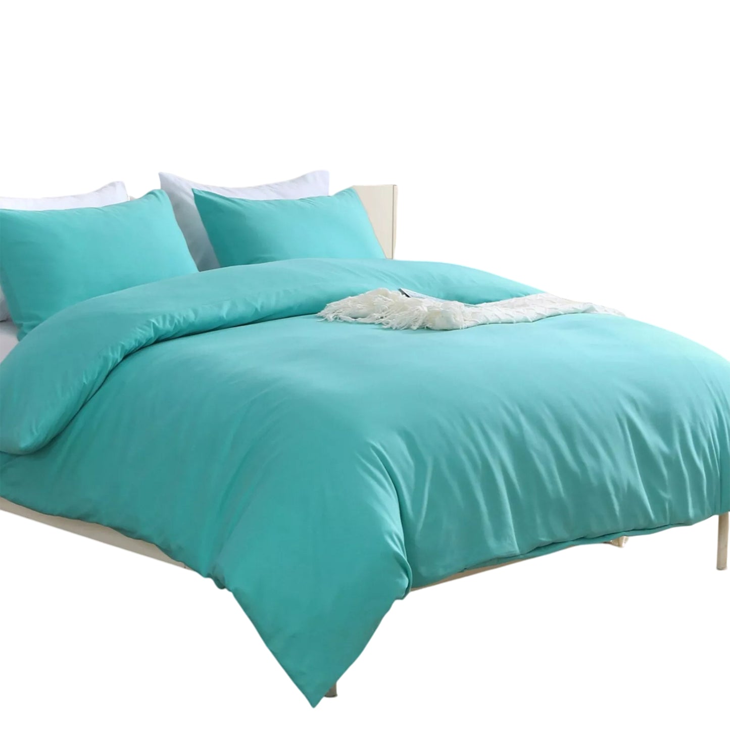 2000TC Soft Quilt Doona Duvet Cover Set Single Queen King Size Bed - Teal
