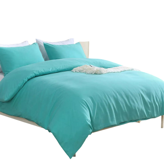 2000TC Soft Quilt Doona Duvet Cover Set Single Queen King Size Bed - Teal