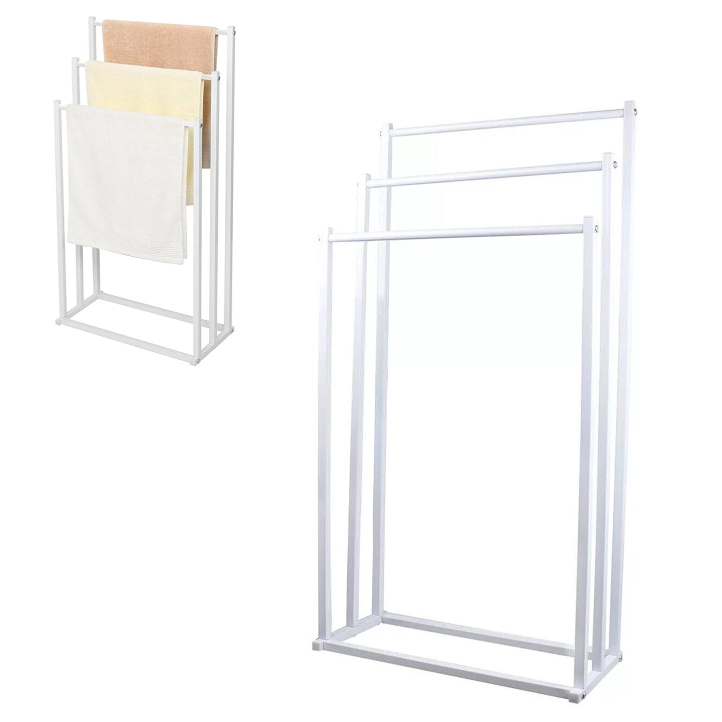 3 Tier Freestanding Metal Towel Rack with Drying Bars