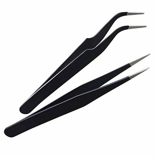 Black Eyelash Tweezers Eye Lash Clip Remover - 2pcs