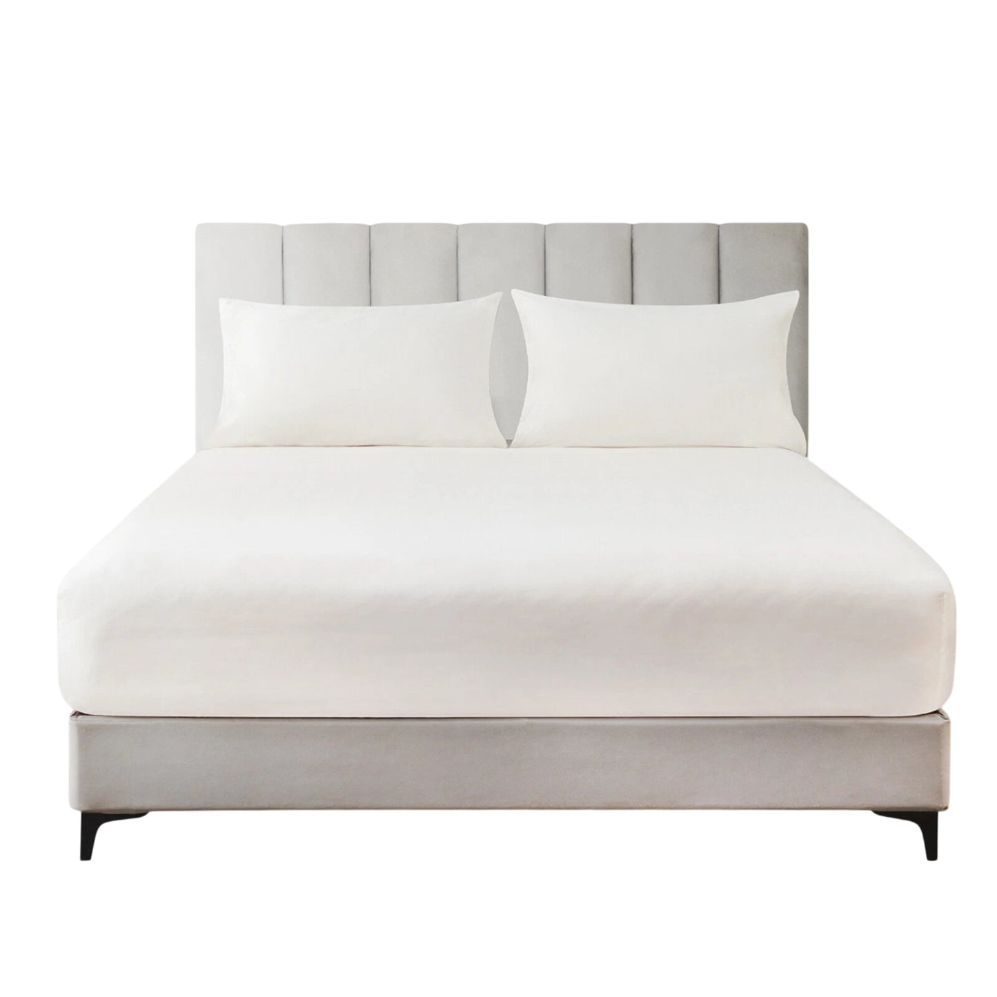 Hotel 2200TC Ultra Soft Fitted Sheet Set with Pillowcases No Flat Sheet - White