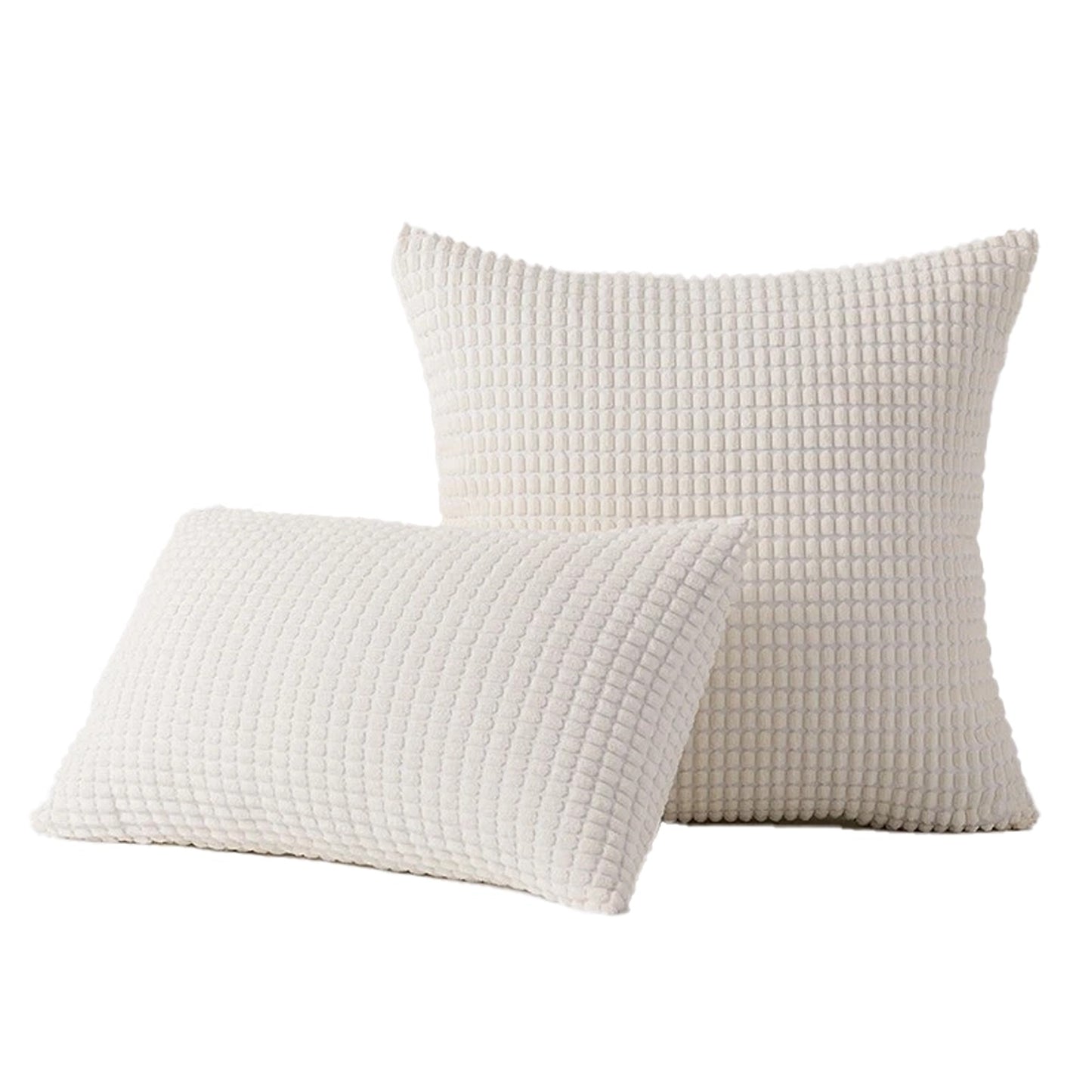 Velvet Cushion Cover Corn Grain Design Pillow Case for Sofa - White