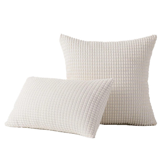 Velvet Cushion Cover Corn Grain Design Pillow Case for Sofa - White
