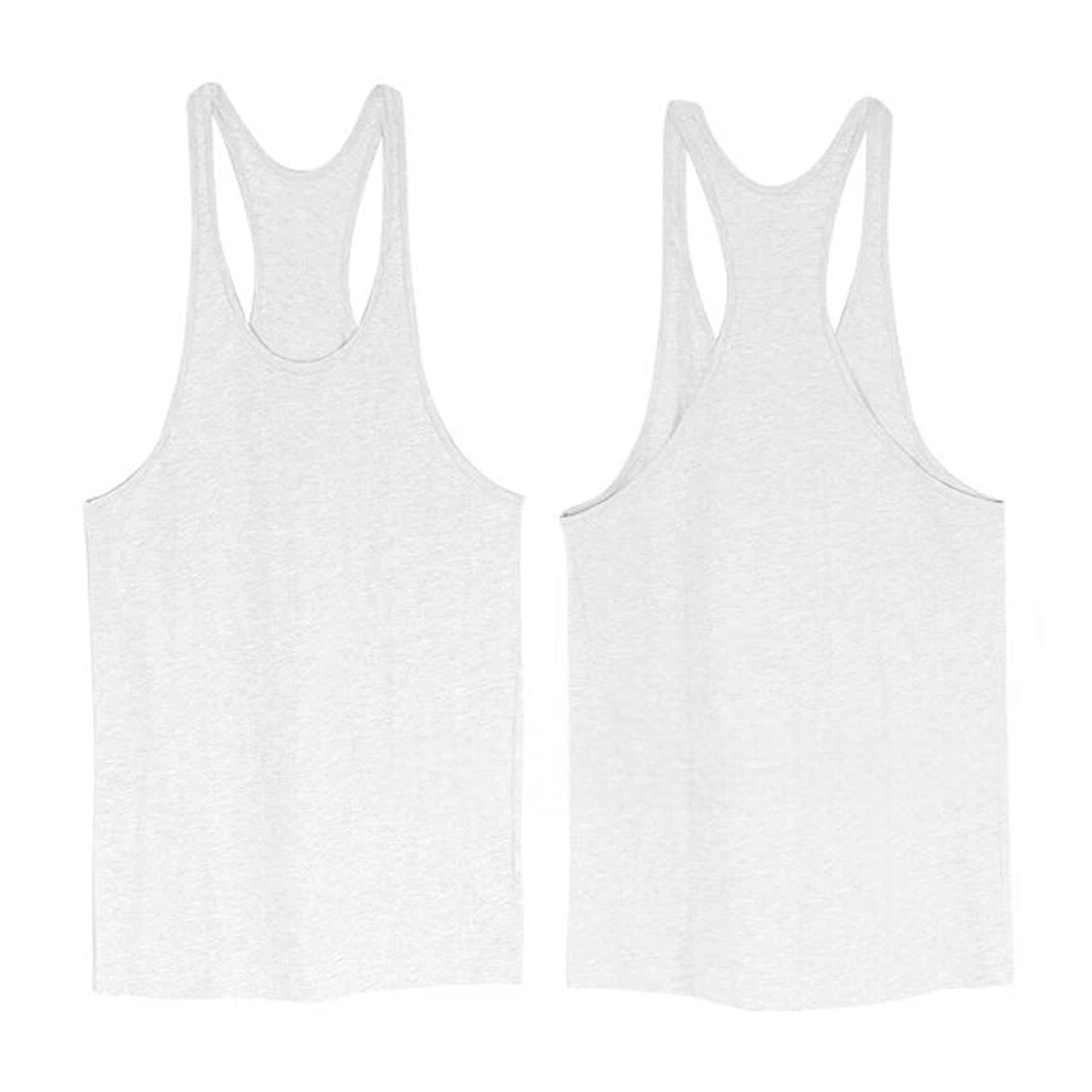 Mens Muscle Tank Top Sleeveless Sport Singlet Vest - White