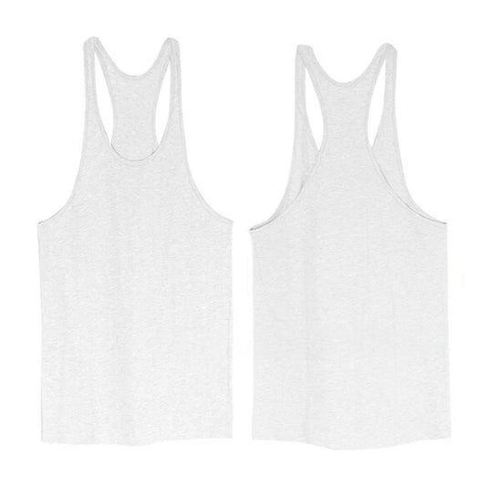 Mens Muscle Tank Top Sleeveless Sport Singlet Vest - White