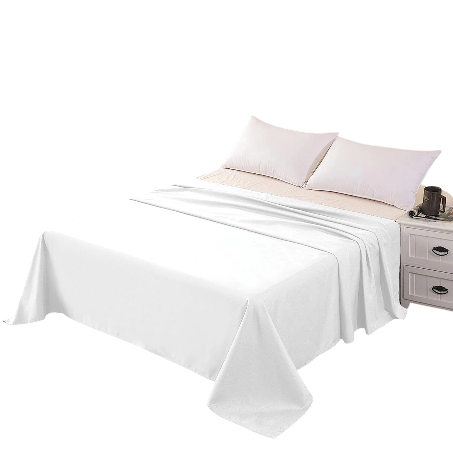 Hotel Ultra Soft Flat Sheet 2200TC Single Double Queen Super King - White