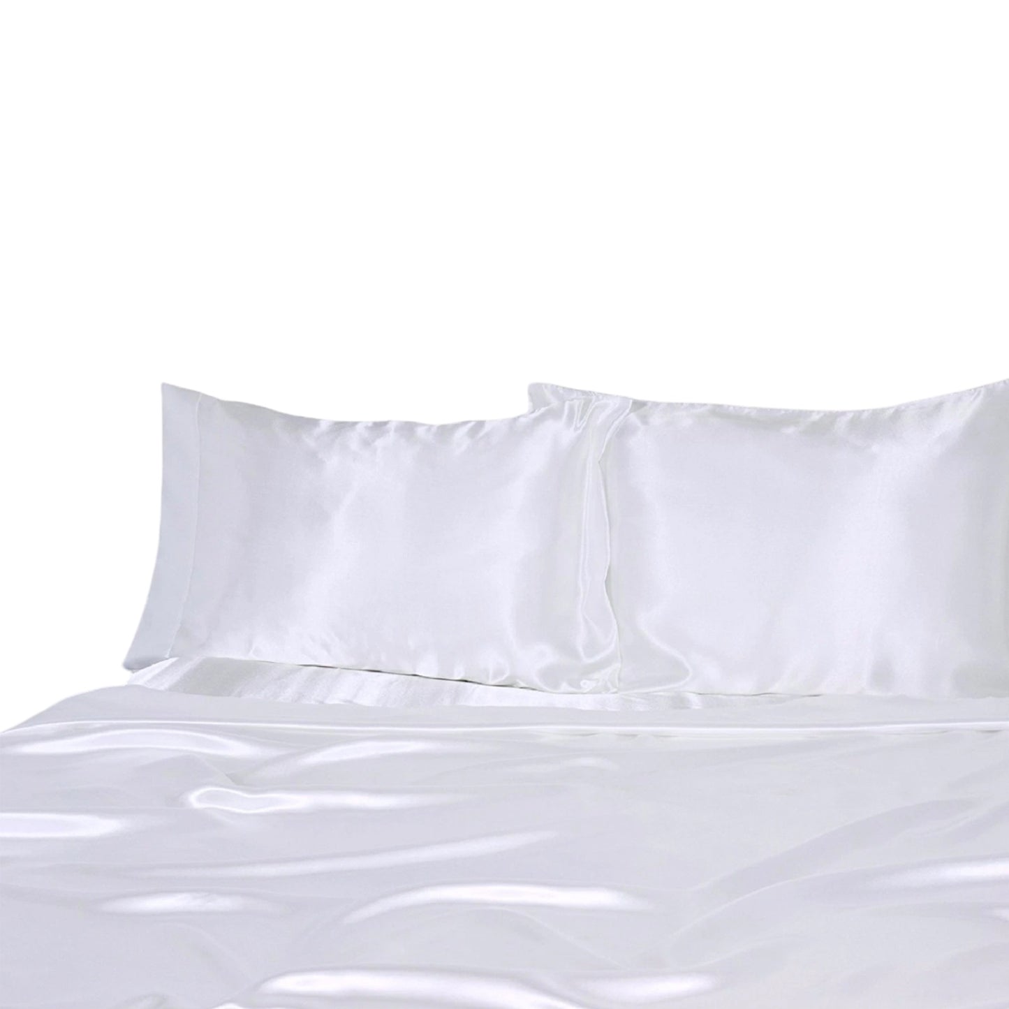 1000TC Silk Satin Sheet Set Fitted Flat Pillowcase KS SIngle Double Queen King - White