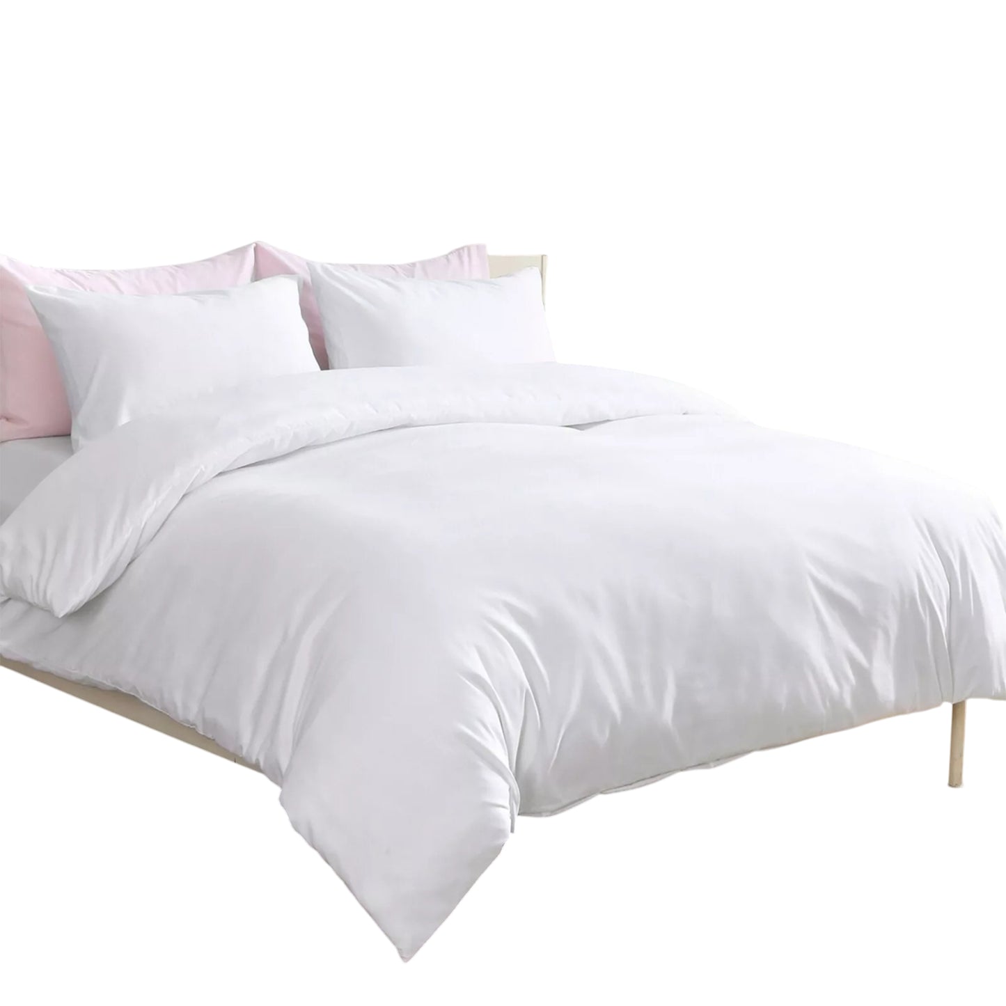 2000TC Soft Quilt Doona Duvet Cover Set Single Queen King Size Bed - White