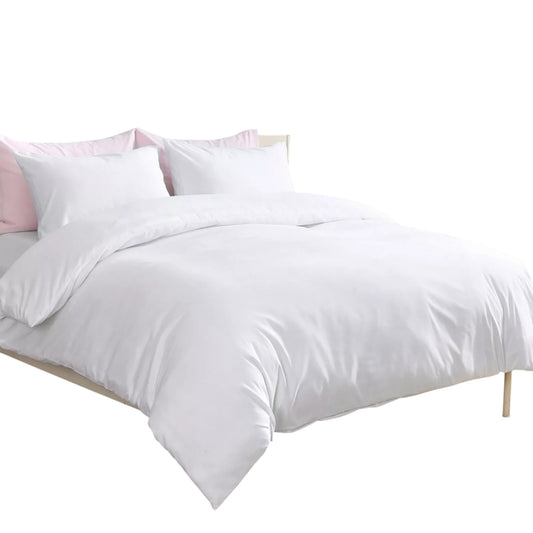2000TC Soft Quilt Doona Duvet Cover Set Single Queen King Size Bed - White
