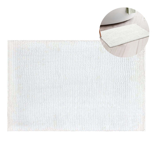 White Super Absorbent Quick Dry Bath Mat Soft Chenille Anti Slip Floor Mat