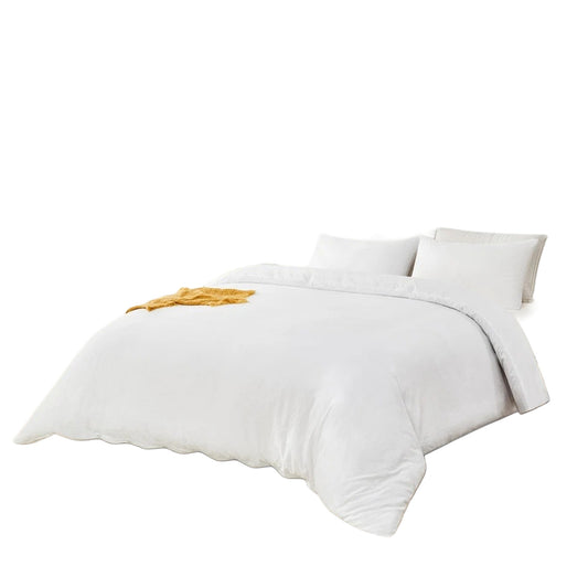 White 3 Piece Ultra Soft Quilt Doona Duvet Cover Set for All Bed Sizes