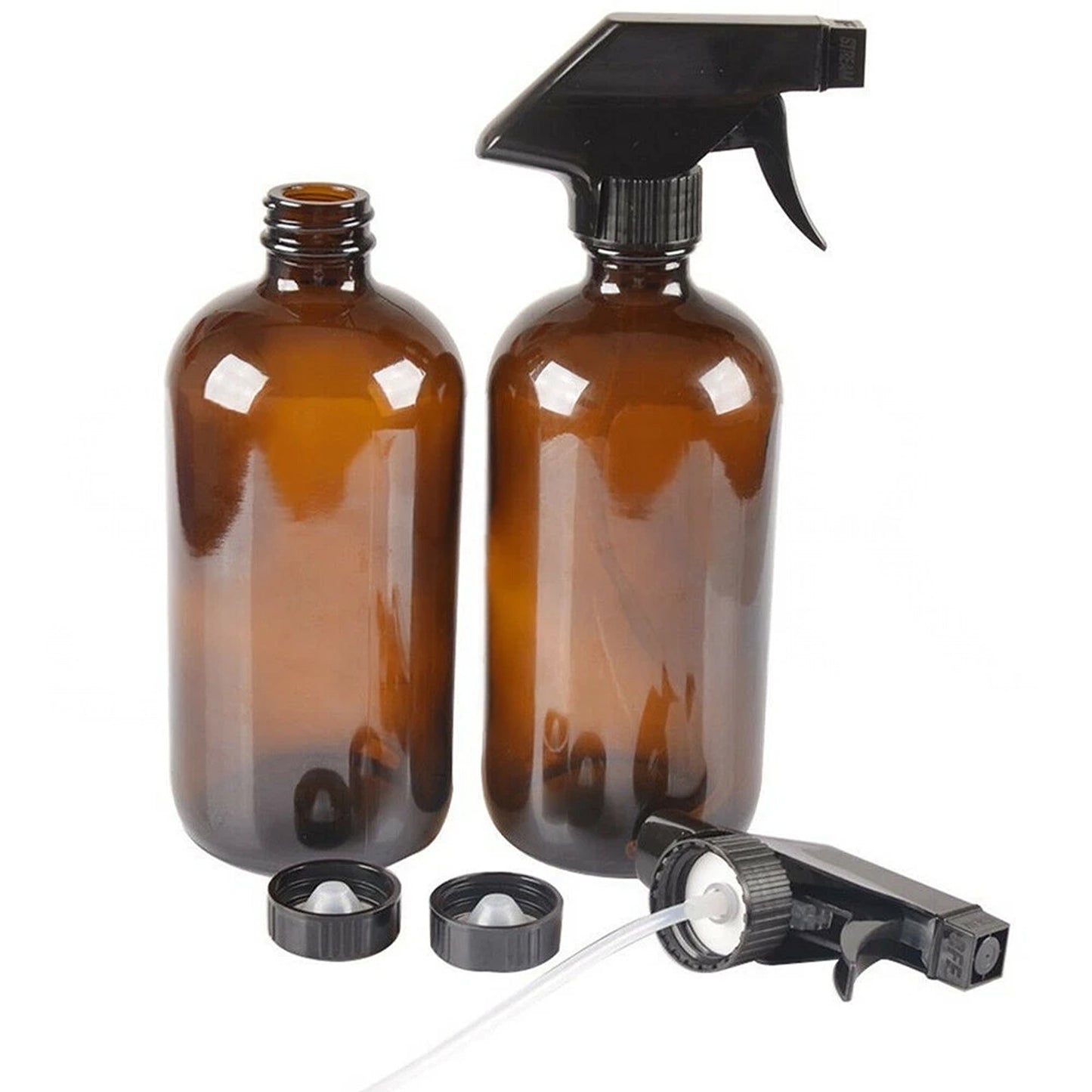 Refillable Amber Glass Spray Bottles for Aromatherapy and Essential Oils - 2pcs