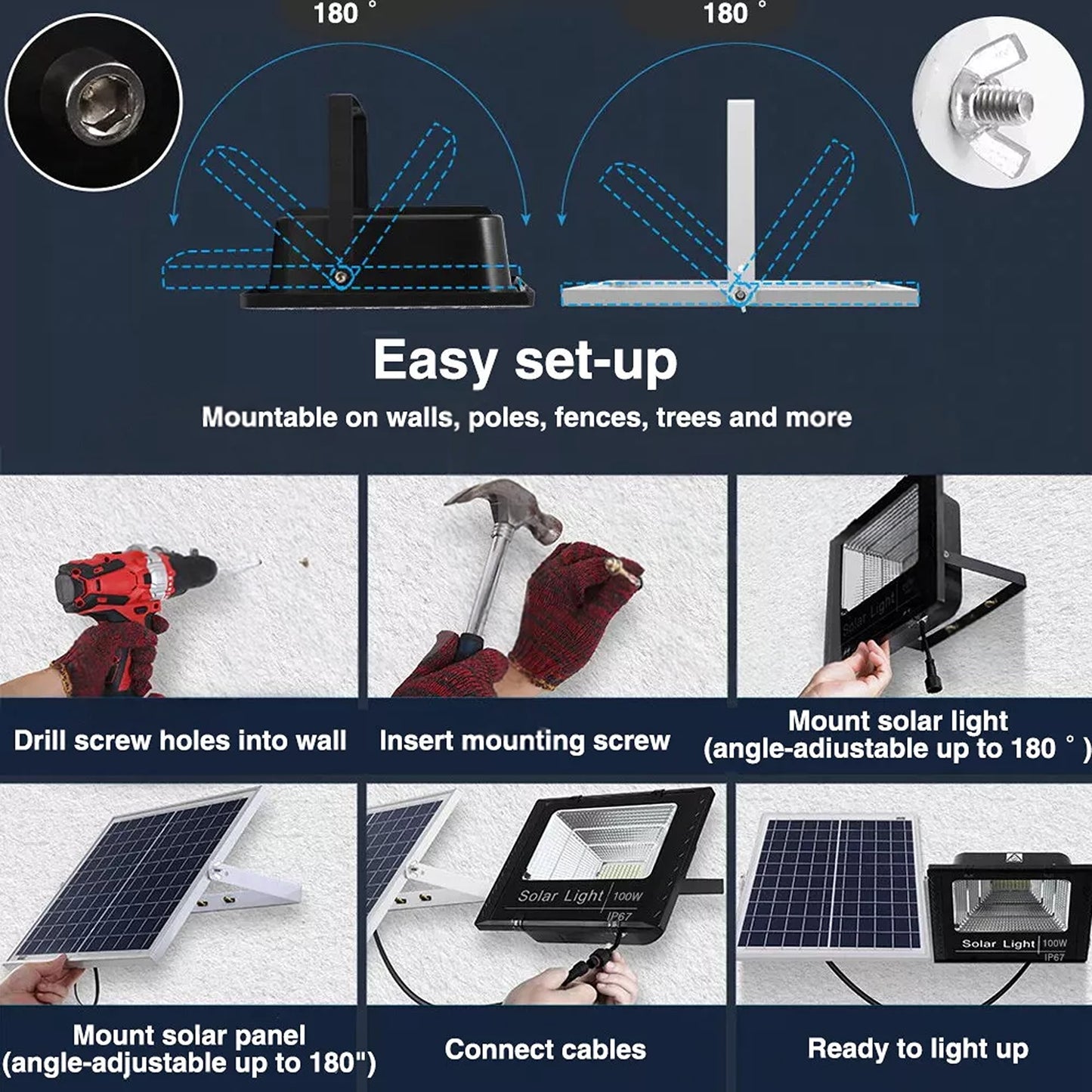 300 LED Solar Street Light Remote Control Outdoor Garden Security Lamp Waterproof