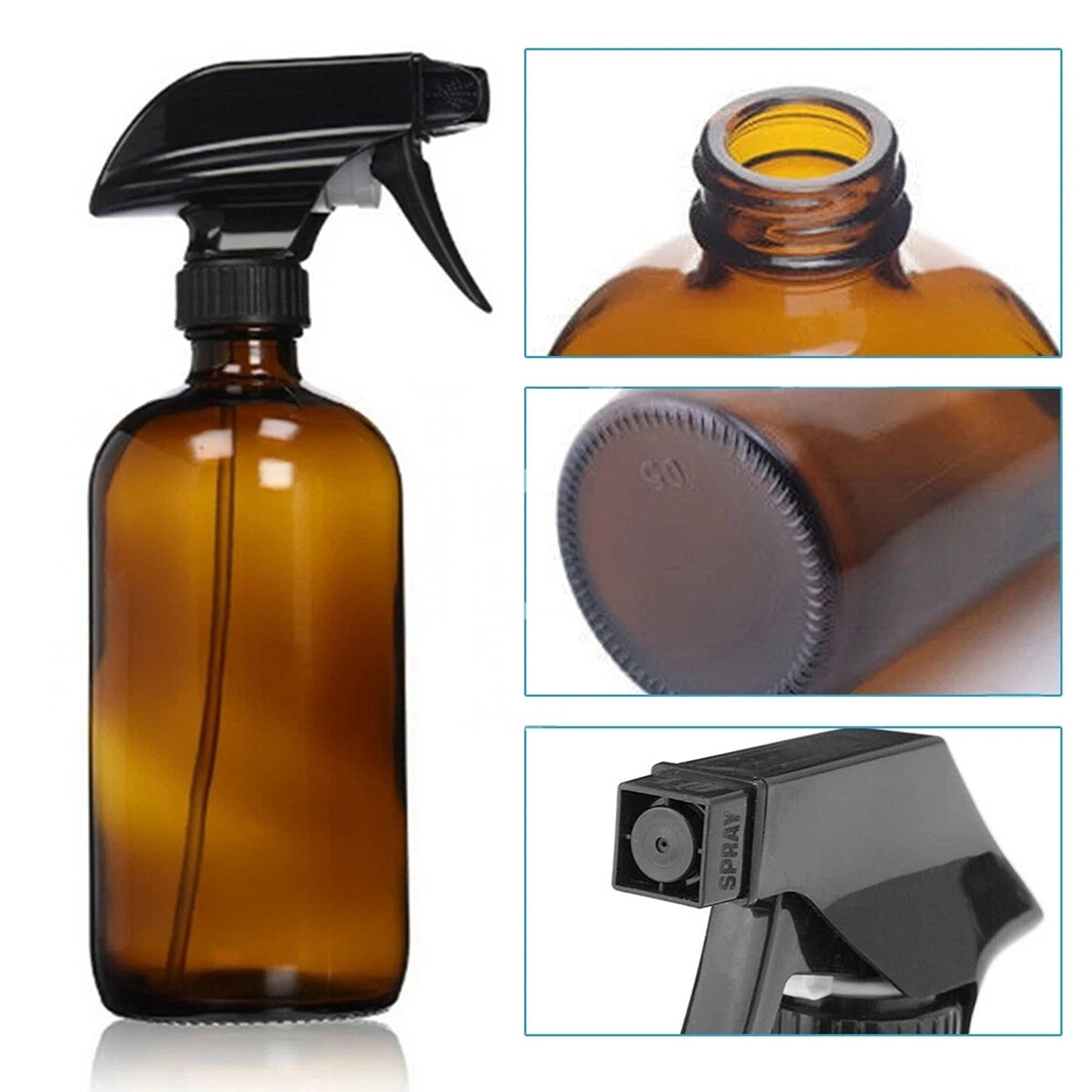 Refillable Amber Glass Spray Bottles for Aromatherapy and Essential Oils - 2pcs