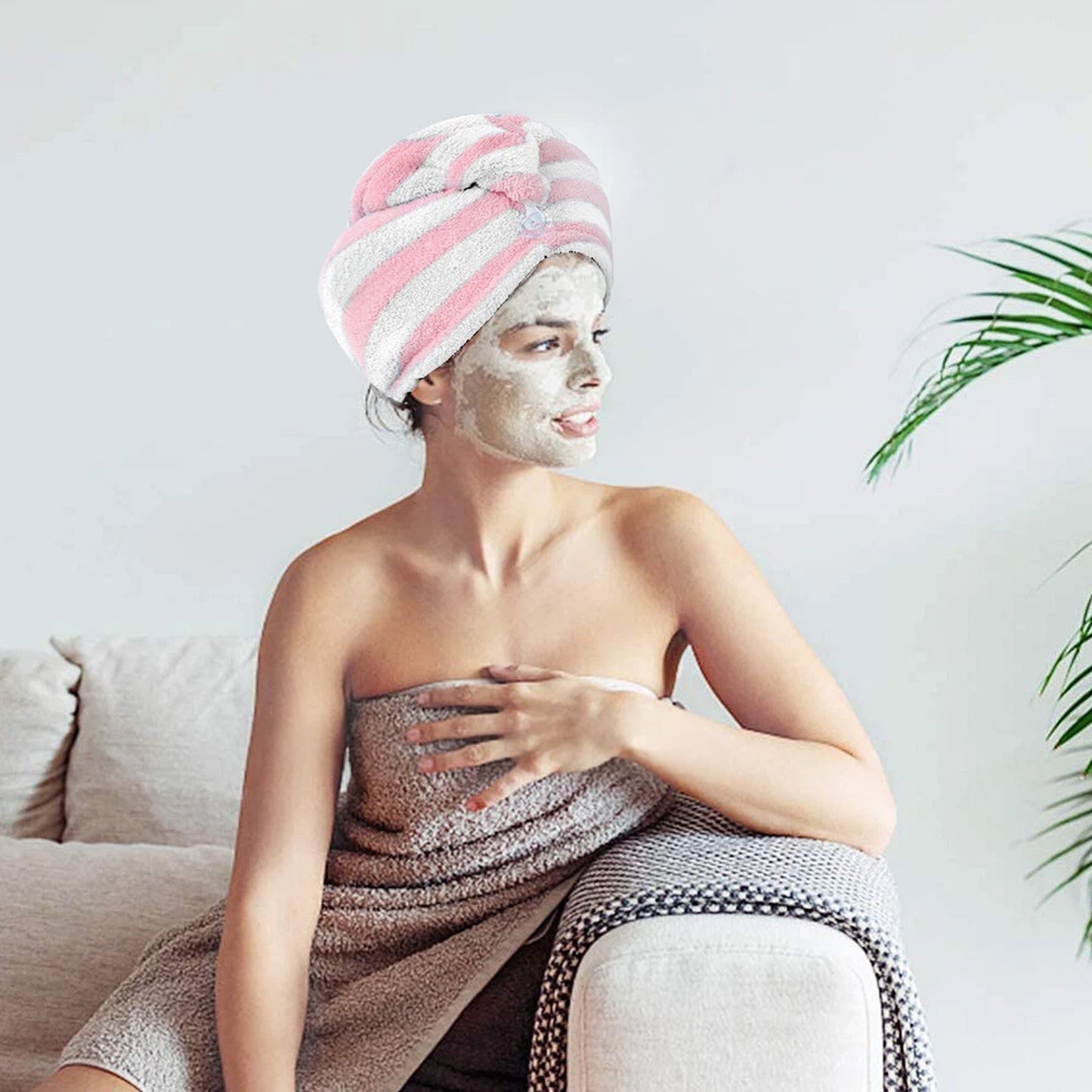 Hair Drying Towel Microfiber Turban Wrap for Bath and Spa