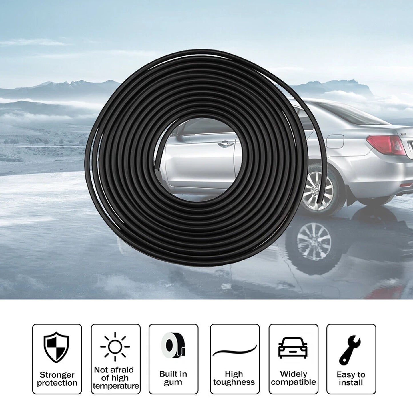 Car Door Trim Seal Strip Rubber Protector for Scratch Prevention DIY