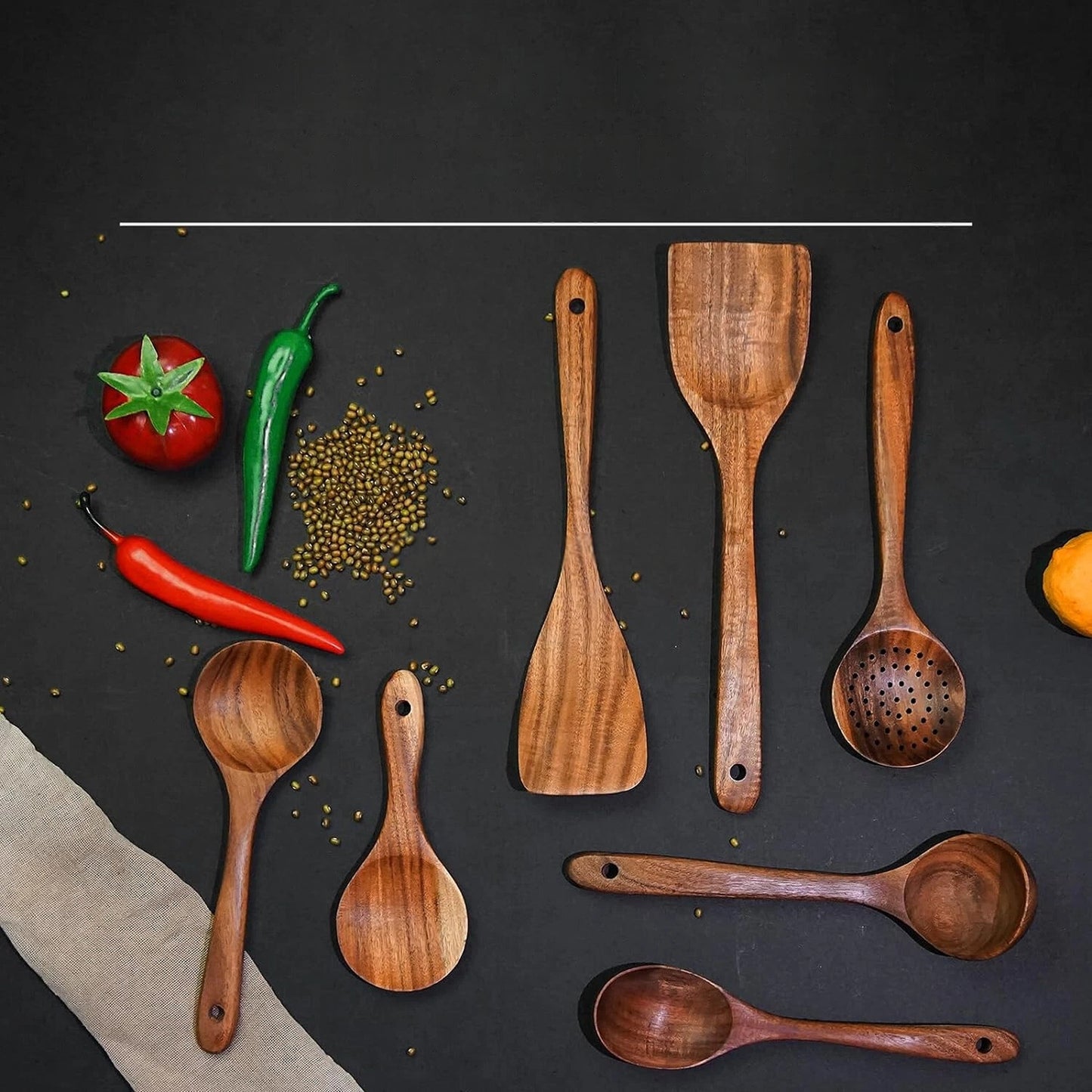 Wooden Spoon Set Handmade for Kitchen and Cooking