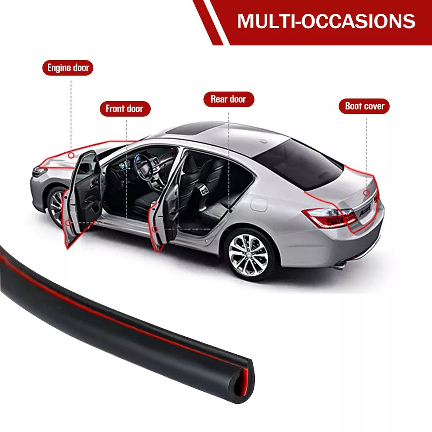 Car Door Trim Seal Strip Rubber Protector for Scratch Prevention DIY