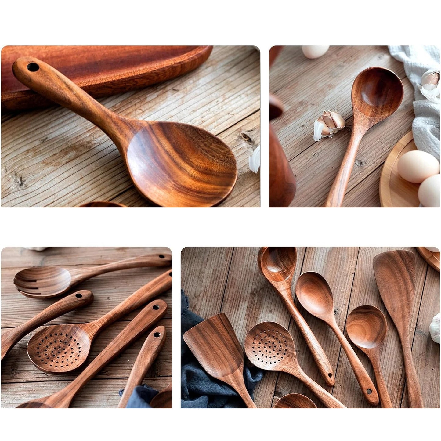 Wooden Spoon Set Handmade for Kitchen and Cooking