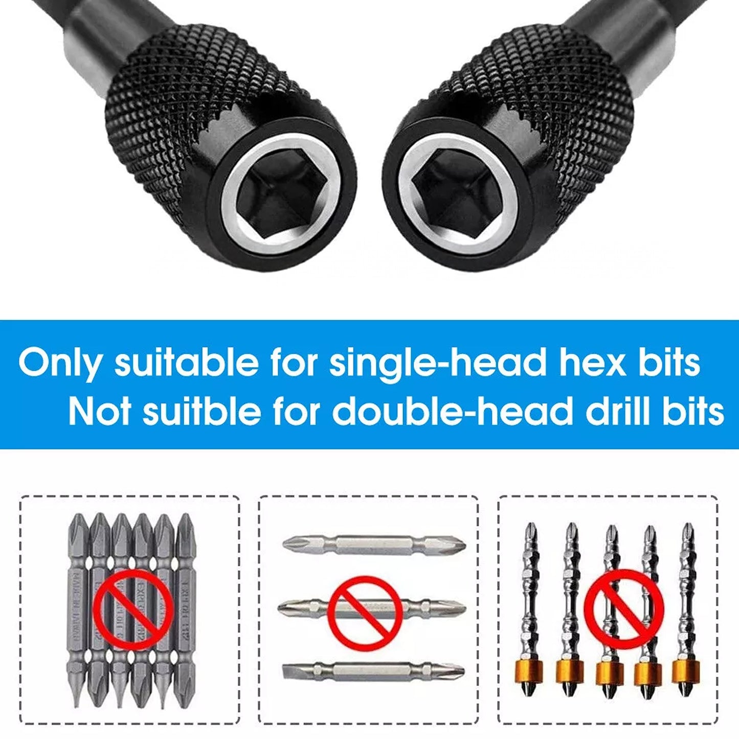 3 Piece Screwdriver Extension Kit Quick Release Hex Shank Drill Bit Set