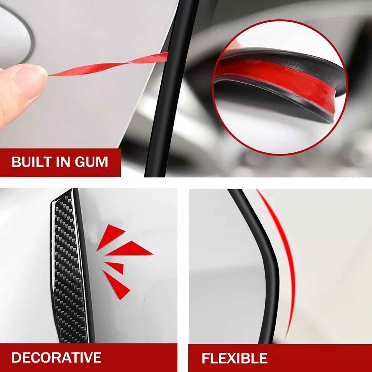 Car Door Trim Seal Strip Rubber Protector for Scratch Prevention DIY