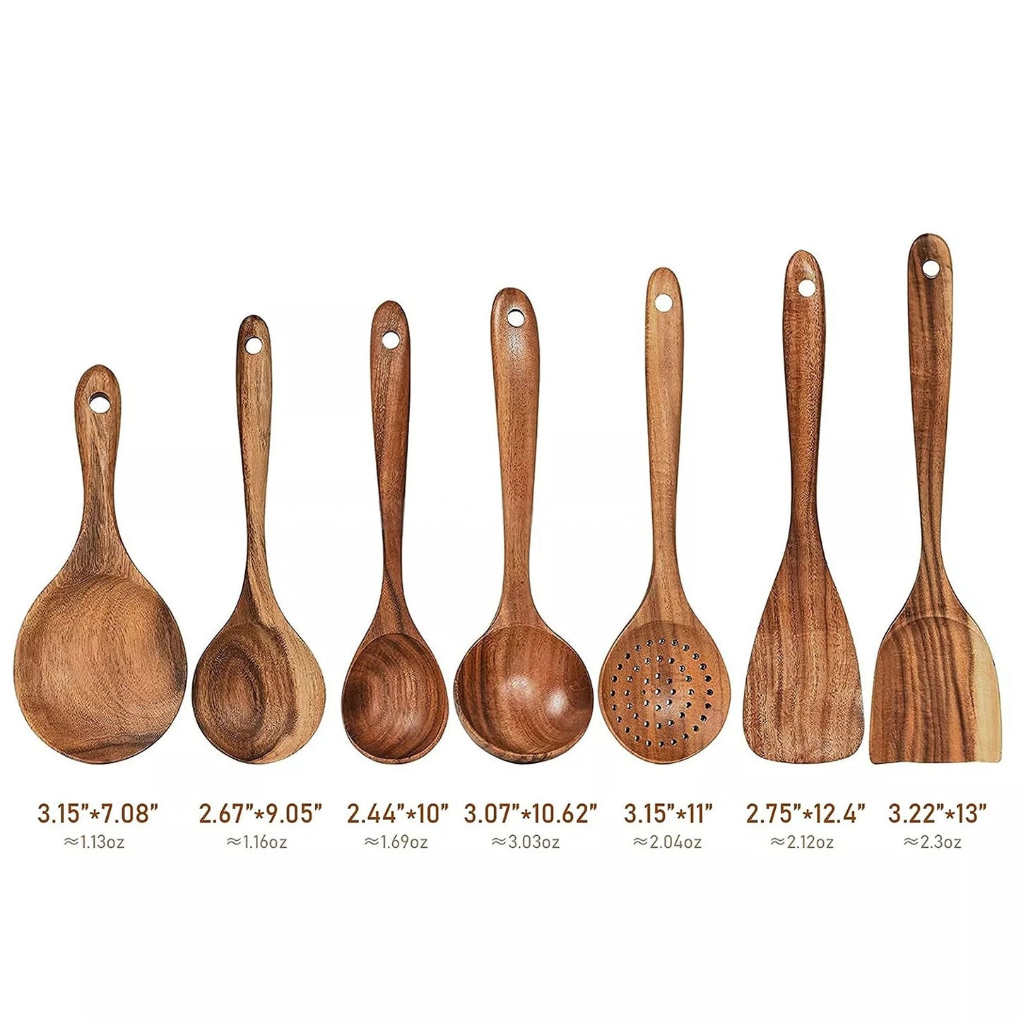 Wooden Spoon Set Handmade for Kitchen and Cooking