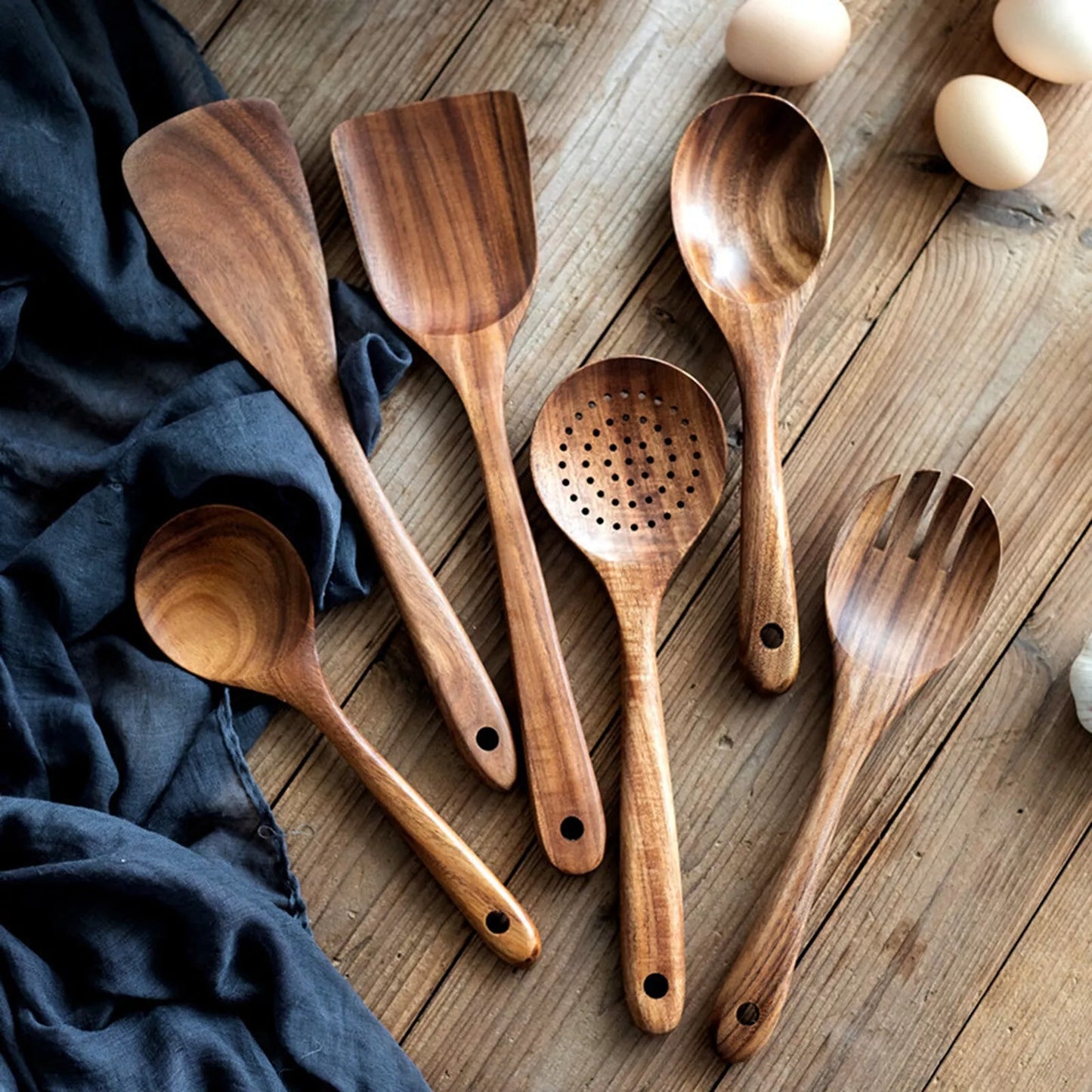 Wooden Spoon Set Handmade for Kitchen and Cooking