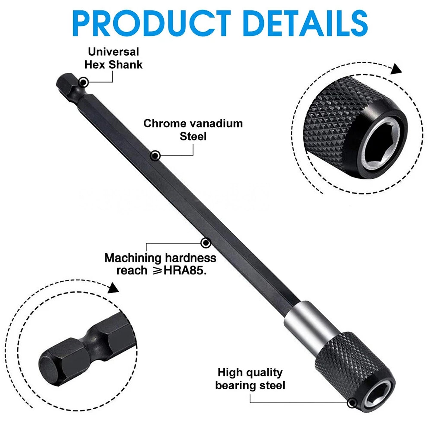 3 Piece Screwdriver Extension Kit Quick Release Hex Shank Drill Bit Set