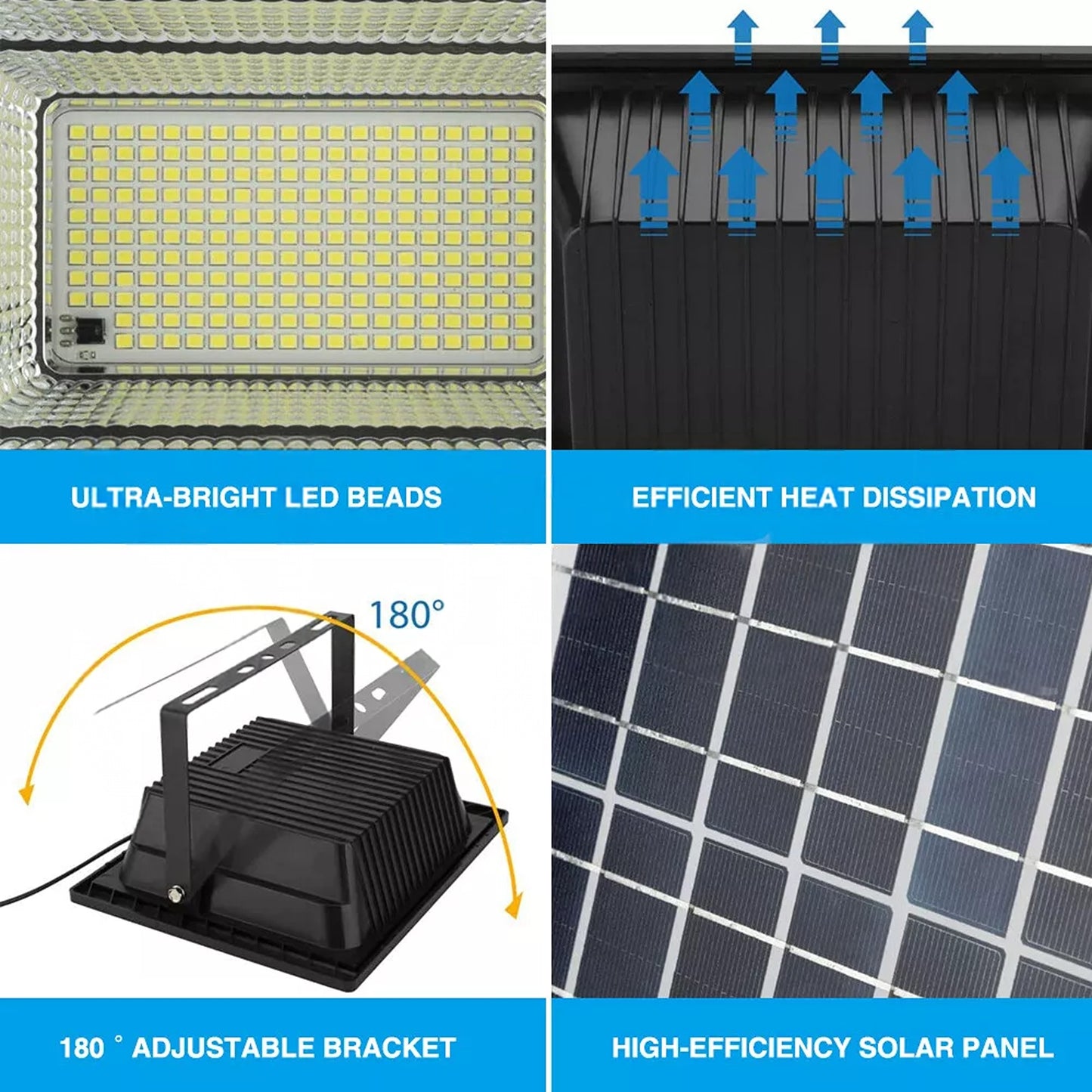 300 LED Solar Street Light Remote Control Outdoor Garden Security Lamp Waterproof